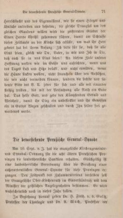 71-100 Die bevorstehende Preußische General-Synode