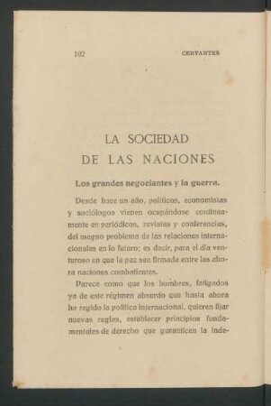 La Sociedad de las Naciones : Los grandes negociantes y la guerra.