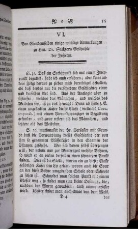 VI. Von Ebendemselben einige wichtige Anmerkungen