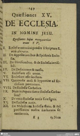 Disputatio IX. De Ecclesia