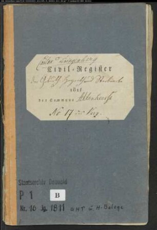 Zivilstandsregister und Belegakten der katholischen Gemeinde Altenheerse, Kreis Warburg (1811) (Gemeinde: Katholische Gemeinde Altenheerse, Kreis Warburg)