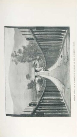 Inside view of suspension bridge in far western China