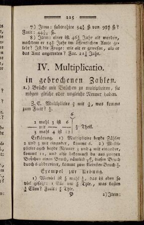 IV. Multiplicatio. in gebrochenen Zahlen