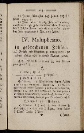 IV. Multiplicatio. in gebrochenen Zahlen