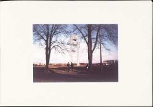 Wasserturm, Teltow Schinkelwettbewerb 1995: Mappe mit Modellfotos S. 3: Fotomontage Landschaft mit Wasserturm