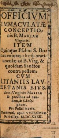 Officium Immaculatae Conceptionis B. Virginis Mariae