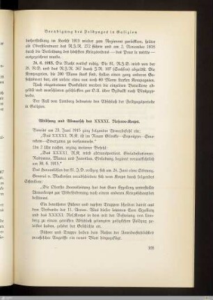 Ablösung und Abmarsch des XXXXI. Reserve-Korps