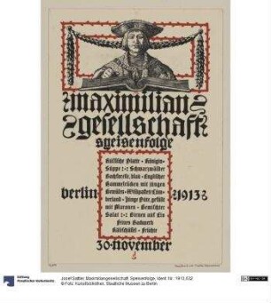 Maximiliangesellschaft. Speisenfolge