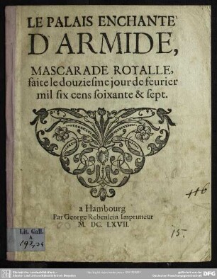 Le palais enchanté d'Armide Mascarade