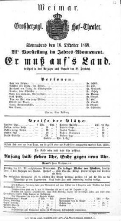 Er muß auf's Land