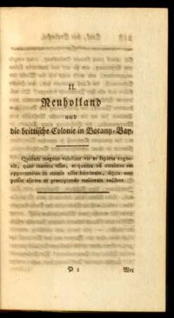 II. Neuholland und die brittische Colonie in Botany-Bay