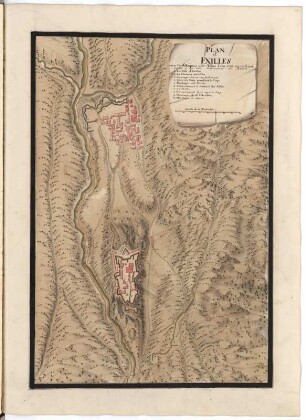 Plan d'Exilles avec les attaques des Allies l'an 1708 ou la Guarnison a ete fait Prisonniers de Guerre