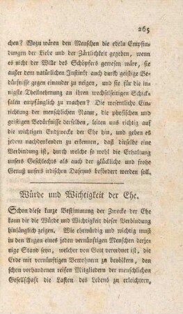 Würde und Wichtigkeit der Ehe