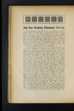 Von den Berliner Theatern 1911/12