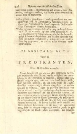 Classicale acte voor de predikanten, naar Oost-Indien varende