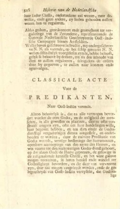 Classicale acte voor de predikanten, naar Oost-Indien varende