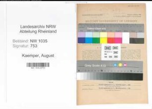 Entnazifizierung August Kaemper , geb. 27.12.1895 (Inspektor)