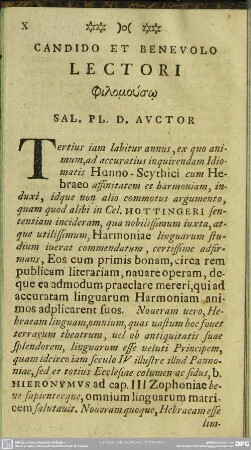Candido Et Benevolo Lectori