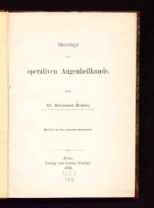 Beiträge zur operativen Augenheilkunde