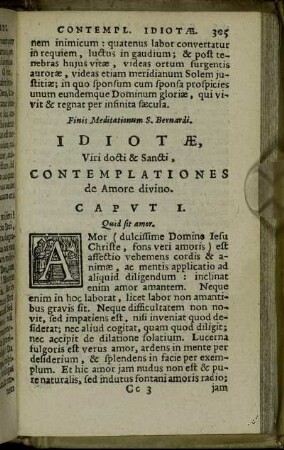 Idiotæ Viri docti & Sancti, Contemplationes de Amore divino.
