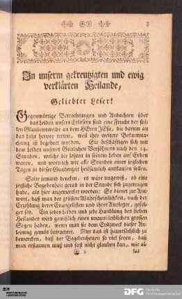 In unserm gekreutzigten und ewig verklärten Heilande, Geliebter Leser!
