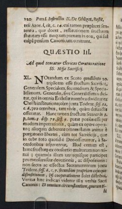 120-140, Quaestio III. Ad quid teneatur clericus Curatus ratione SS. Missae Sacrificij