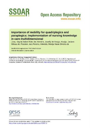 Importance of mobility for quadriplegics and paraplegics: implementation of nursing knowledge in care multidimensional