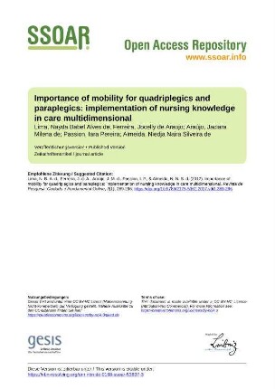 Importance of mobility for quadriplegics and paraplegics: implementation of nursing knowledge in care multidimensional