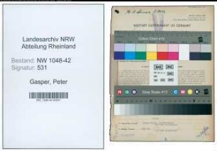 Entnazifizierung Peter Gasper , geb. 03.05.1903 (Werkmeister)