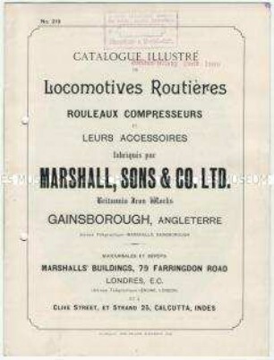 Katalog über Lokomobilen von der Firma Marshall, Sons und Co in England