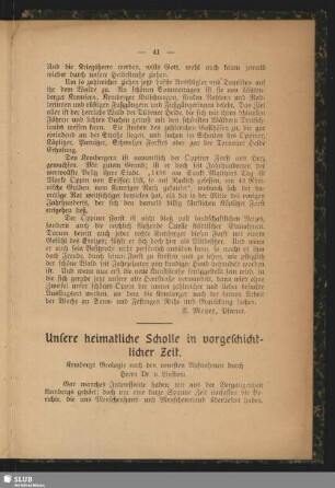 Unsere heimatliche Scholle in vorgeschichtlicher Zeit