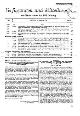 Zum Beschluß des Ministerrates zur Förderung und Unterstützung der gesellschaftlichen, beruflichen und kulturellen Entwicklung der Landjugend : 51/58