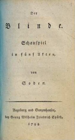 Der Blinde : Schauspiel in fünf Akten