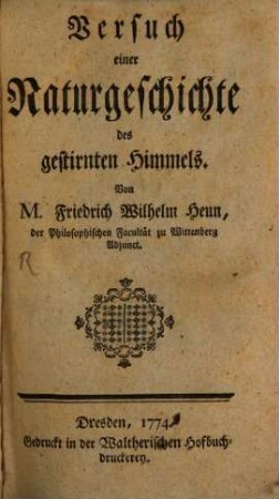 Versuch einer Naturgeschichte des gestirnten Himmels