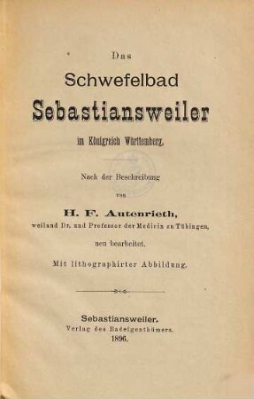 Das Schwefelbad [von] Sebastiansweiler im Königreich Württemberg