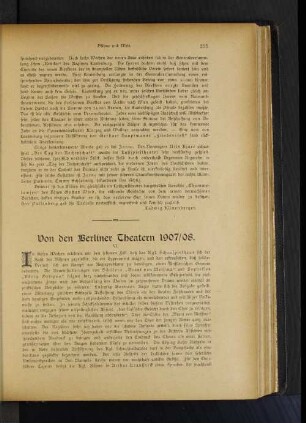 Von den Berliner Theatern 1907/08