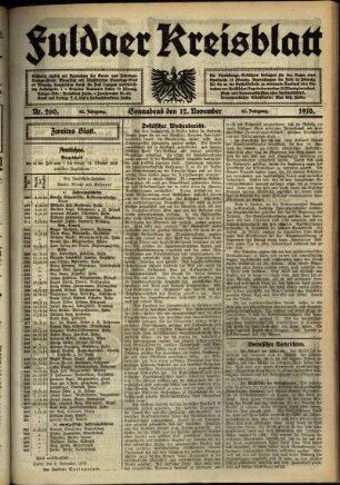 Zweite Ausgabe vom Samstag, den 12. November 1910.