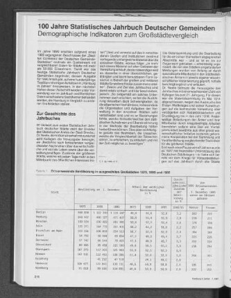 100 Jahre Statistisches Jahrbuch Deutscher Gemeinden : Demographische Indikatoren zum Großstädtevergleich