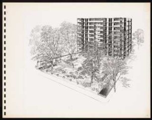 Sammelmappe: Appartementhaus The Peabody in Brookline, Massachusetts: Perspektivische Ansicht