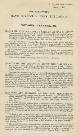 The following have recently been published
