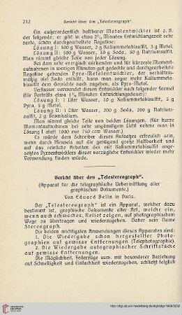 22: Bericht über den "Telestereograph" : (Apparat für die telegraphische Uebermittlung aller graphischen Dokumente)