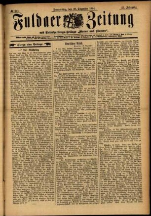 Erste Ausgabe vom Donnerstag, den 20. Dezember 1894.
