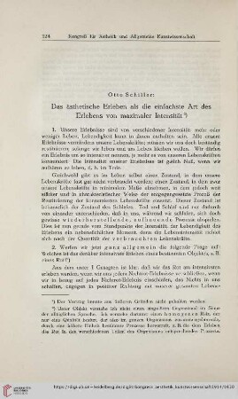 1: Das ästhetische Erleben als die einfachste Art des Erlebens von maximaler Intensität
