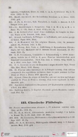 III. Classische Philologie (Nr. 996 - 1490)