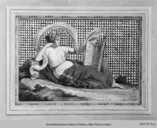 Decken- und Wanddekoration : Wanddekoration mit Allegorien und Tugenden : Sockeldekor weiblicher Figur