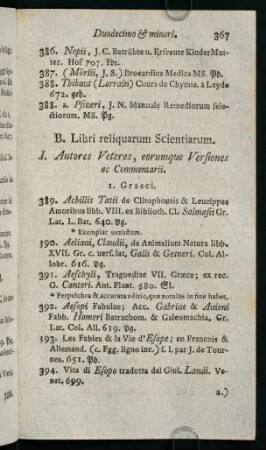 367-409, B. Libri reliquarum Scientiarum