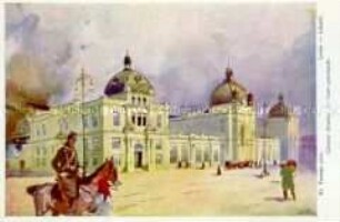 Der Hauptbahnhof in Lemberg (polnisch Lwów, heute Lwow, Ukraine)