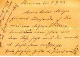 Feldpostkarte eines Wehrmachtssoldaten an seine Ehefrau - Personenkonvolut