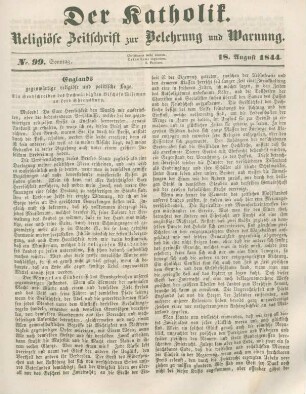 457-458 Englands gegenwärtige religiöse und politische Lage