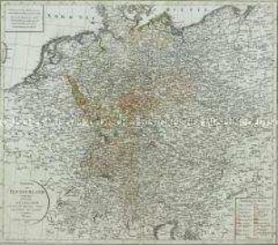 Charte von Teutschland. Entworfen von F. L. Güssefeld und nach dem Pressburger Frieden vom 26ten Decbr. 1805 abgetheilt.
